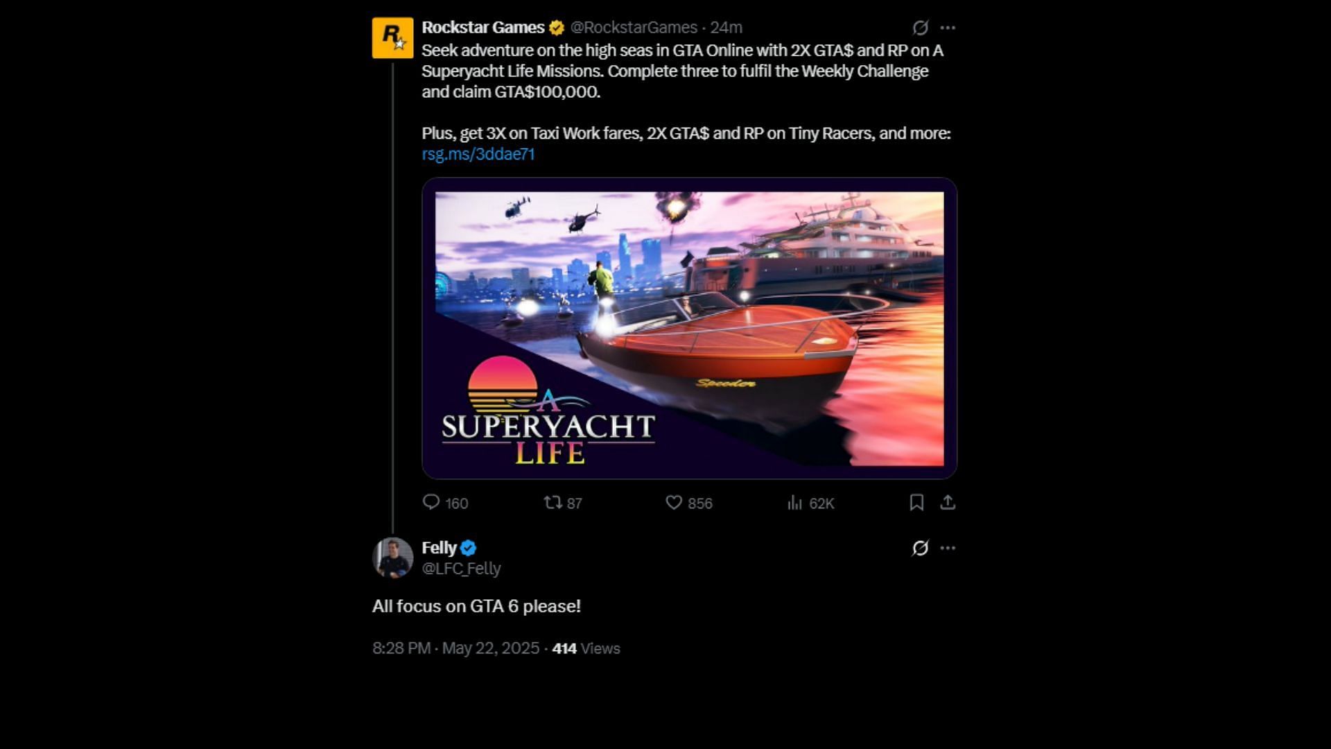 Fan urges Rockstar Games to focus on Grand Theft Auto 6 (Image via X)